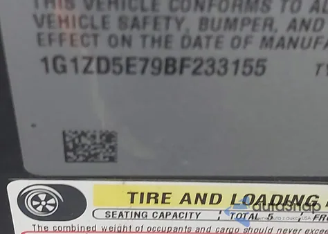 2011 Chevrolet Malibu 2Lt from USA, damaged, VIN 1G1ZD5E79BF233155